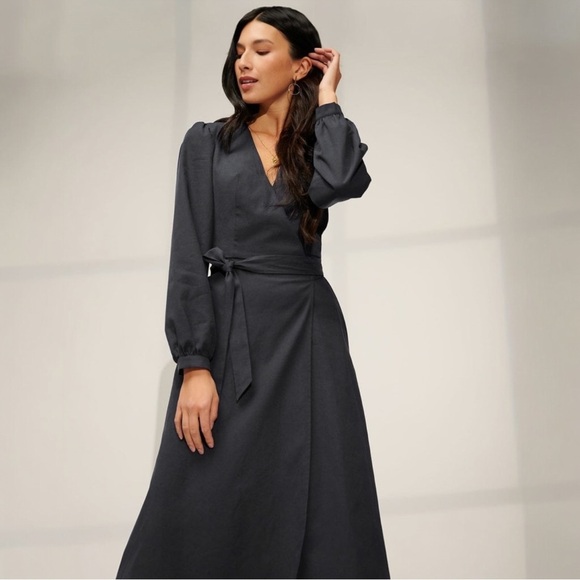 EMMA KNUDSEN • Reese Wrap Dress in Black - Picture 12 of 13